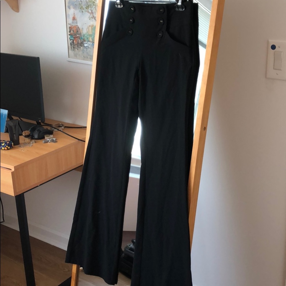 Black flared work trousers